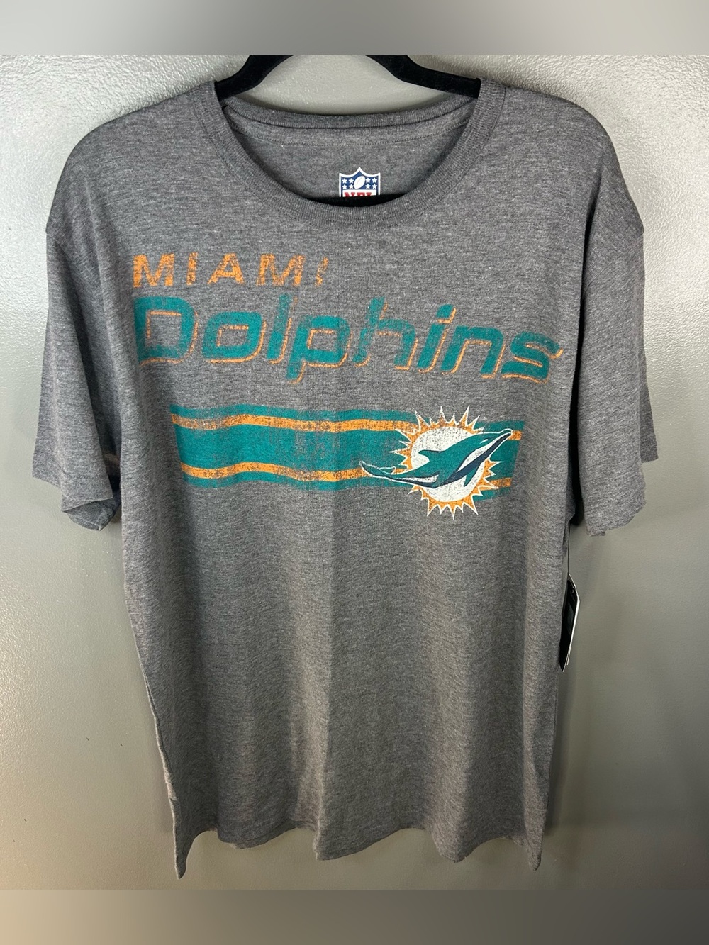 NFL Miami Dolphins Grey Graphic Shirt Size Large Brand New With Tags